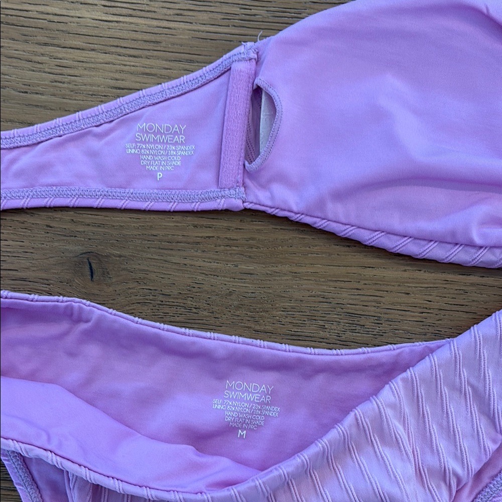 Monday Swimwear Lilac Ribbed Bikini Set - Picture 3 of 4